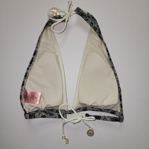 Juicy Couture Beach Royalty Bikini Top Cream and Black Triangle Size M - Picture 5 of 10